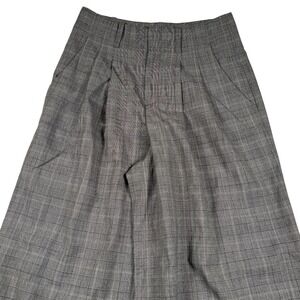 Alice + Olivia Wide Leg Pants Womens 4 Gray Glen Plaid High Waist Wool Office
